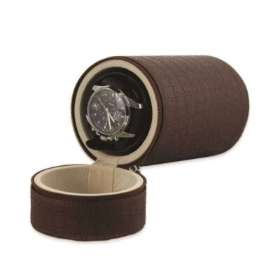 Enrollador de reloj de viaje Rotations marrón estilo cocodrilo textura imitación cuero Foto 1 de 2