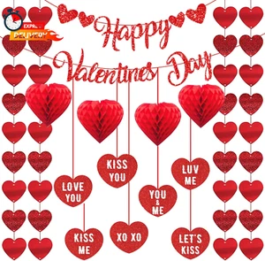 Valentines Day Decorations Kit, 17 Pcs Pre-Assembled Red Home Decor with Love Ba - Picture 1 of 12