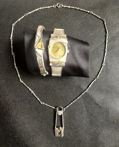 Reister & Becker Armbanduhr + Kette + Armreif - 925 Silber / 750 Gelbgold - Bild 1 von 7