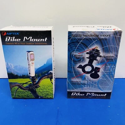 Nuevo-Paquete de 2-Bicicleta,Bicicleta,Dirtbike,Soportes para cámara de scooter-Aiptek-Universal,Se adapta a la mayoría Foto 1 de 4