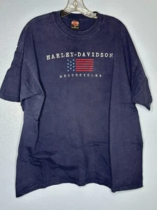HARLEY-DAVIDSON T Shirt Nera Taglia XXL Double Sided, Verde Bay Blu Navy - Foto 1 di 2