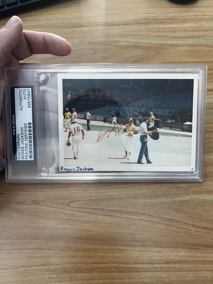 Reggie Jackson Autographed  3x5 Orig Photo PSA SLABBED - Image 1 of 1