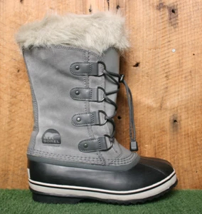 SOREL 'Joan of Arctic' Gray Suede Black Rubber Winter Snow Pac Boots Youth Sz. 4 - Picture 1 of 10