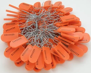 Sello de candado de alta seguridad naranja medidor eléctrico etiqueta paquete de 100 - Imagen 1 de 5