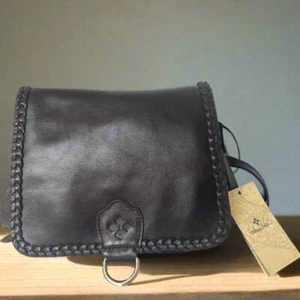 Patricia Nash Ilina Braided Flap Crossbody Rugged Natural Grain Leather Shoulder - Picture 1 of 11