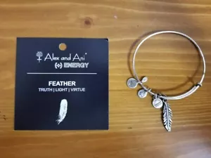 Alex and Ani Feather Silver Finish Bracelet - Picture 1 of 6