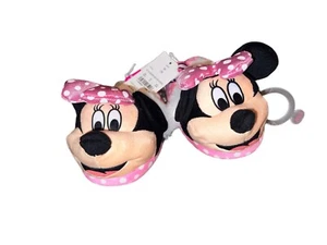 Girls Disney Junior Pink Black Minnie Mouse Slippers Medium 7/8 - Picture 1 of 2