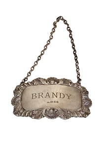 Brandy Schnapsflaschenetikett Etikett Englisch Sterlingsilber - Bild 1 von 3