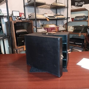 Aktenbox tragbar Vintage Retro Klassiker/Folio Büro Reise Schriftsteller. Schwarz - Bild 1 von 5