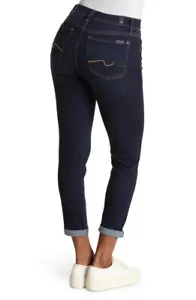 NUEVO CON ETIQUETAS 7 FOR ALL MANKIND Josefina Femenino Novio Jeans Talla 25 CARMELIABT Lavado - Imagen 1 de 12