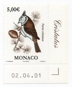 2002 - Monaco - Natura. Serie ordinaria - 5 € "Parus Cristatus" MNH** - Picture 1 of 1
