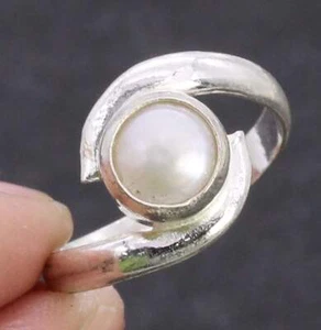 Pearl 925 Silver Plated Handmade Ring of US Size 4.5 Ethnic - Picture 1 of 3
