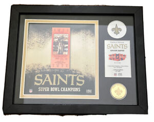 Saints Super Bowl XLIV Picture & gold coin highland mint limited edition of 5000