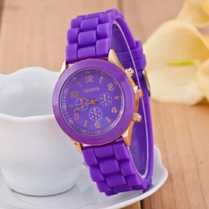 GENEVA Ladies Watch Purple Faux Chronograph Gold Accents - Picture 1 of 1