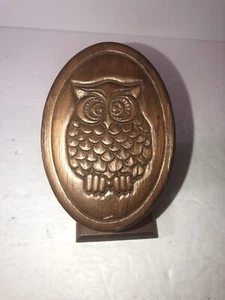 Gufo in legno intagliato porta ricette appunti posta memo cucina MCM arte popolare vintage - Foto 1 di 6