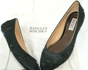 Badgley Mischka Sindee schwarz verzierte Schuh Ballerinas Größe 6,5 M  - Bild 1 von 11