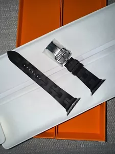 BNIB Hermes Apple Watch Kilim Deployment Noir Stainless Steel HW 41mm Band Black - Picture 1 of 4