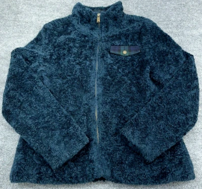 Chaqueta Pendleton Mujer Mediana Azul Polar Cremallera Completa Abrigo Sherpa Suave Cuello Simulado Foto 1 de 4
