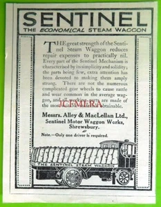 SENTINEL 'Steam Waggon' Trucks WW1 ADVERT #7 Small Vintage Print Ad 683/22 - Picture 1 of 1