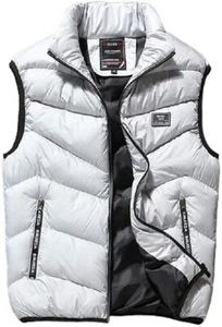 Men's Outdoors Casual Stand Collar Quilted Puffer Short Vest Waistcoat Grey XS - Picture 1 of 10