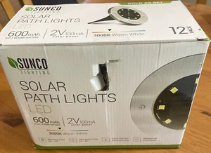 Sunco 3000K Warm White Solar LED Landscape Path Lights, 12-Pack - Picture 1 of 3