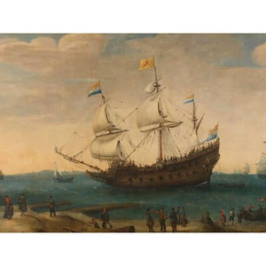 Vroom Mauritius Ostindienfahrer Schiffe Küste Ungerahmter extragroßer Druck - Bild 1 von 5