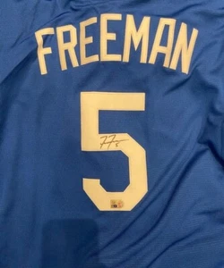 Freddie Freeman Autographed Blue Dodgers Replica Jersey - Picture 1 of 1