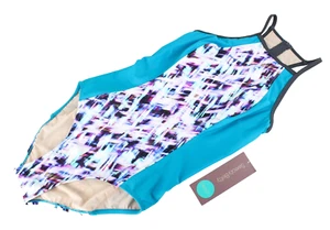 SWEATY BETTY Women Swimsuit S UPF50+ Zipped Blue Stretch One Piece - Picture 1 of 7