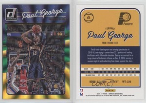2016-17 Panini Donruss Green and Yellow Holo Laser Paul George #93