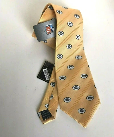 NFL Green Bay Packers Yellow Silk Necktie Neck Tie Men Licensed Eagles Wings NWT Cover