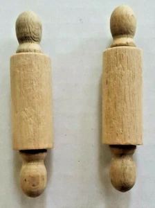 2 Natural 3 Inch Mini Rolling Pins made from Unfinished Wood New old Stock - Picture 1 of 2
