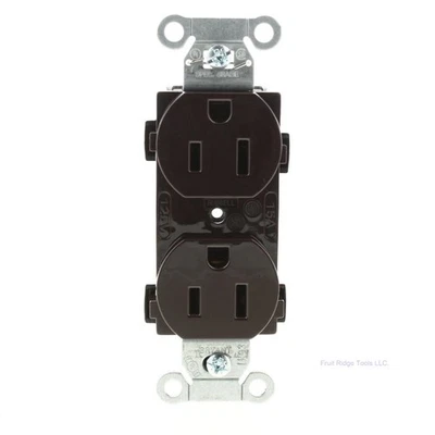 Receptáculo dúplex Bryant Brown hoja recta salida 5-15R 15A 125V a granel Foto 1 de 4