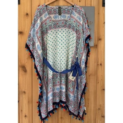 Aratta Silent Journey Printed Tie Waist Kaftan Kimono Dress Coverup One Size - Image 1 of 4