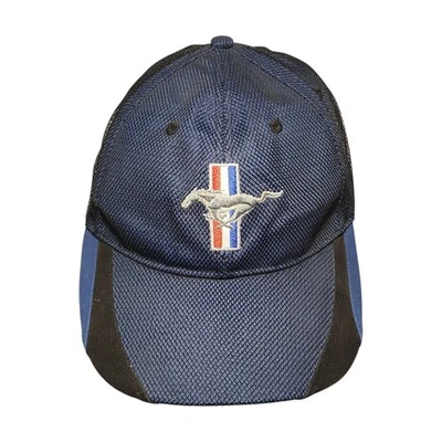 Ford Mustang Logo Tri-Bar Adjustable Strapback Hat Blue Embroidered Licensed - Image 1 of 4
