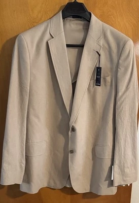 Blazer de lino para hombre 50 regular Stafford Stone tostado calce ajustado Foto 1 de 4