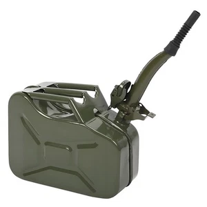 10L Metallkanister Metall Benzinkanister Kraftstoffkanister + Düse Armee Grün - Bild 1 von 8