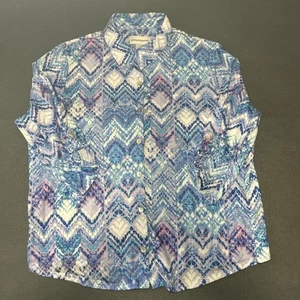 Alfred Dunner Women’s Blouse L – Pastel Spring Colors Button Down Top - Picture 1 of 6