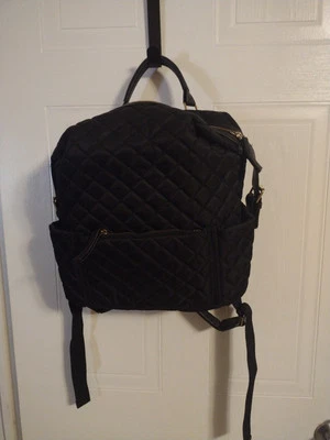Vintage Tommy Bahama Black Quilted Backpack Laptop Purse Bag  - Image 1 of 4