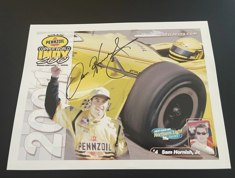 SAM HORNISH, Jr. RaceCar Driver INDY, NASCAR: Hand Signed Photo 8 x 10” / KSK - Image 1 of 4