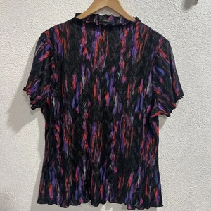 Halogen Damen Bluse Größe XL schwarz rosa lila Kurzarm Salatrand - Bild 1 von 7