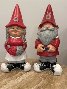Ohio State Buckeyes Gnome Set Male & Female Pair NCAA Garden Statues 11” - Picture 1 of 3