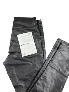 Pantalones de mezclilla recubiertos negros 34x31 marca púrpura para hombre calce ajustado tiro bajo elástico P001 - Imagen 1 de 10