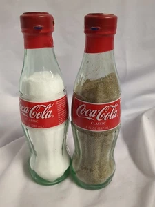 Vintage Coca-Cola Mini Bottle Green Glass Salt and Pepper Shakers New 8” Tall - Picture 1 of 5