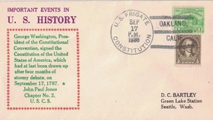 17.09.1933 Marinebrief, USF Verfassung, #2602 (?) Oakland CA Stempel - Bild 1 von 2