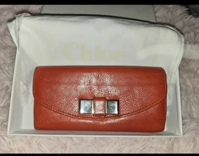 Cartera Larga Chloé Ladrillo Cuero Rojo | Con Caja, Bolsa para el Polvo y Tarjetas | Auténtica Foto 1 de 4