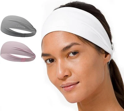 Многофункциональный спортивный обруч для волос комплект | упаковка из 2 унисекс широкий серый + розовый  - Изображение 1 из 4