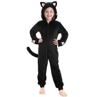 Black Cat Costume for Girls - Kids Dress Up Role Play Halloween Outfit, Size M - Image 1 of 4