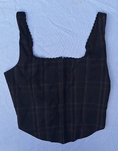 Hot Topic schwarz & braun kariert H&E Korsett Tank Damengröße SM neu mit Etikett - Bild 1 von 6