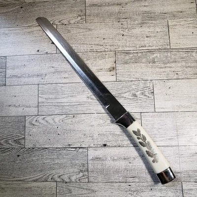 Cuchillo para tallar vintage de acero inoxidable Solingen con incrustación de hoja de plata 8,5" Foto 1 de 4