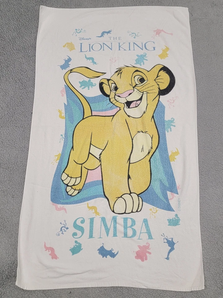 Toalla vintage Rey León Simba juvenil años 90 película Disney dibujos animados playa coleccionable Foto 1 de 4